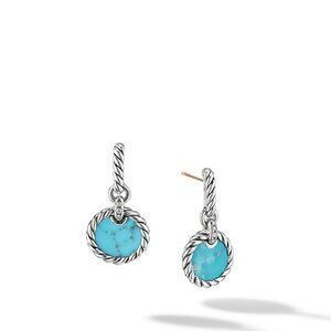 David Yurman Earrings in Sterling Silver with Turquoise and Pave Diamonds NWT